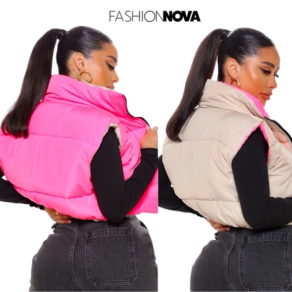 Fashion Nova Jackets & Blazers - Fashion Nova | New Good Side Reversible Vest - Pink/Combined (Size XL)